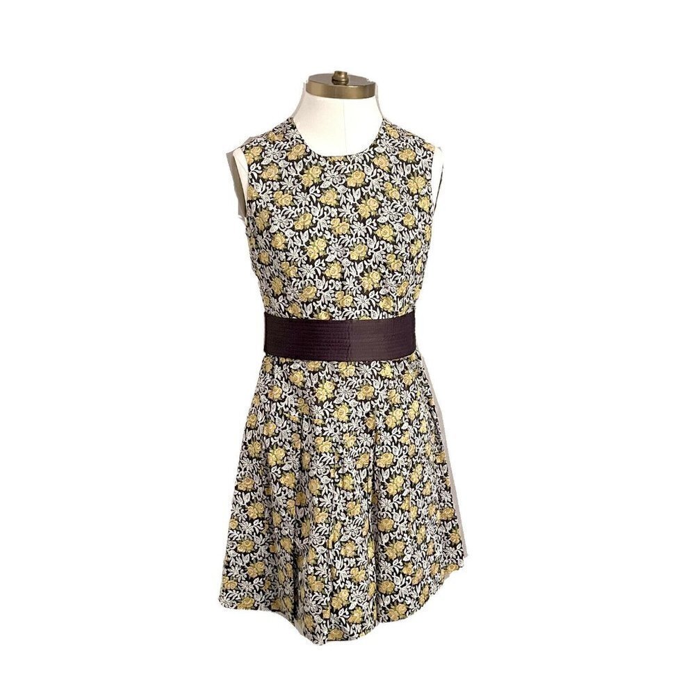 Vintage 60s Floral Lace Cotton Tea Drop Waist Sleeveless Dress - Small - Picture 2 of 11